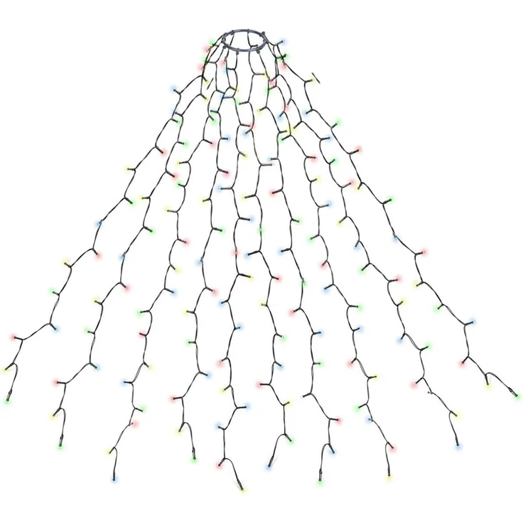 SALCAR 3m Christbaumbeleuchtung mit Ring und 10 Girlanden, 350er LED Weihnachtsbaum Lichterkette Überwurf Wasserdicht für 120cm bis 350cm Tannenbaum, Bunt – Bild 1