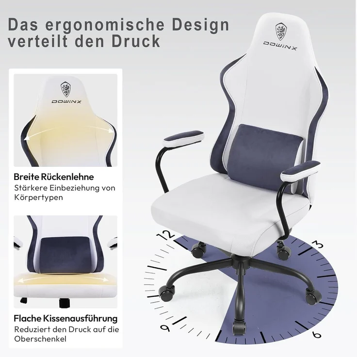 Dowinx Gaming Stuhl Erwachsene Kinder Ergonomisch Lendenwirbelstütze Bürostuhl – Bild 8