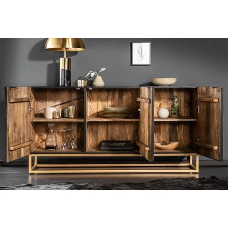 riess-ambiente Sideboard SCORPION 140cm schwarz / gold, Massivholz · Metall · Kommode · 3D Schnitzereien · Wohnzimmer – Bild 6