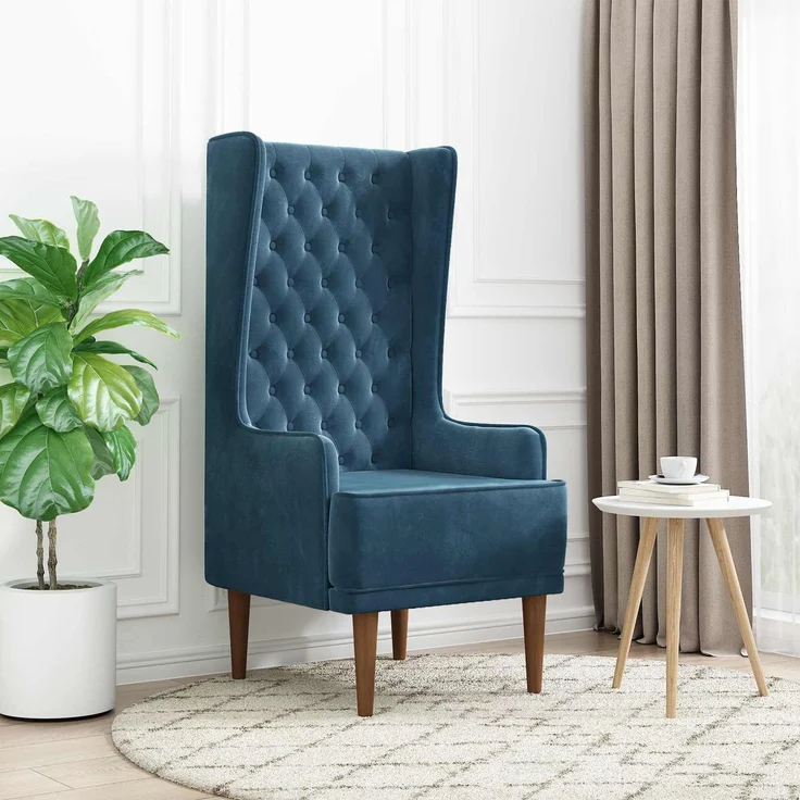 vidaXL Hochlehner Blau Samt 42042500 – Bild 1