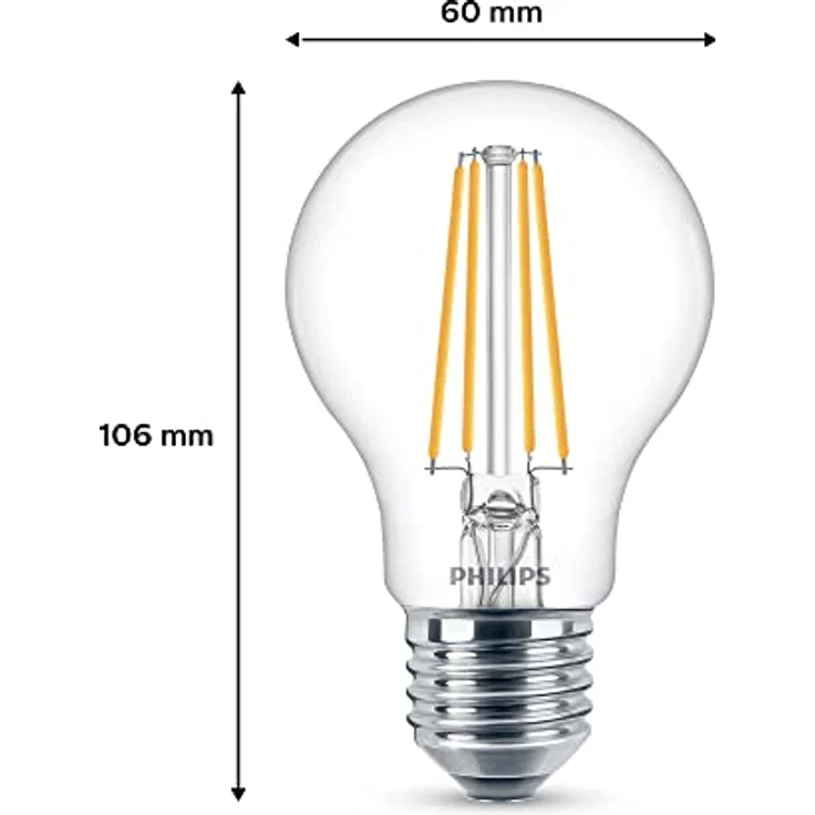 Philips E27 LED-Filamentlampe 7W 850lm klar 4.000K, 6er-Set – Bild 3