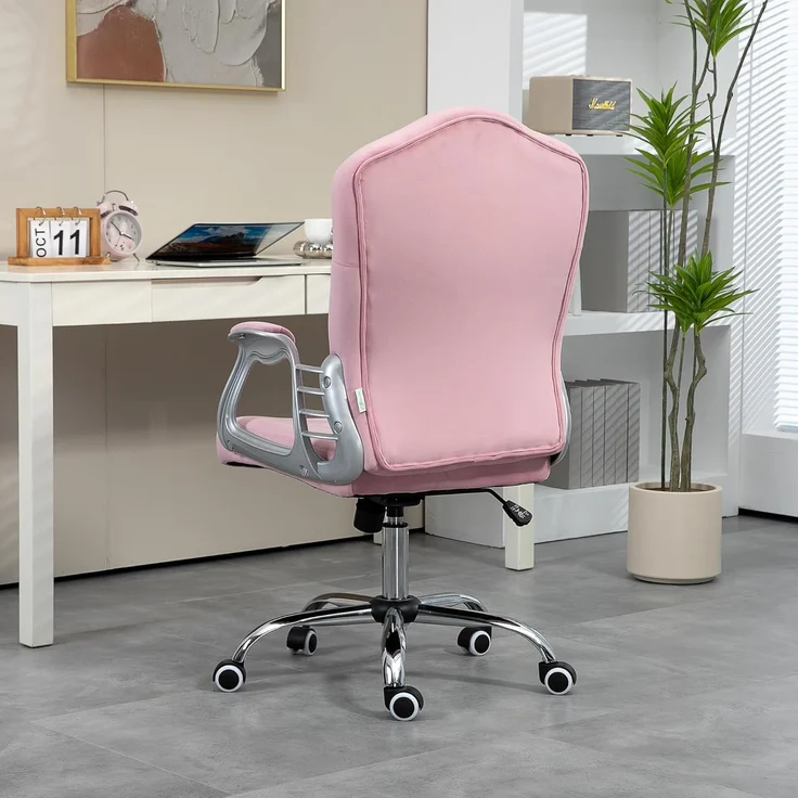 Vinsetto Bürostuhl Drehstuhl, Schreibtischstuhl mit Schwenkrädern (Chefsessel, 1 St), für Wohnzimmer, Büro, Rosa – Bild 8