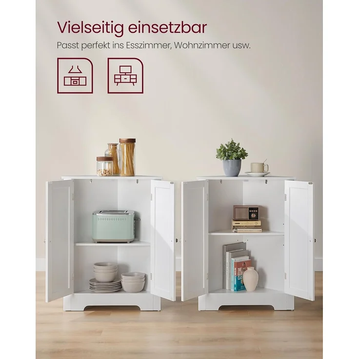 VASAGLE Eckschrank, Badezimmerschrank, mit Türen, verstellbare Ablage, für Badezimmer, Küche, Wohnzimmer, modern, Landhausstil, wolkenweiß BBC844P31 – Bild 5