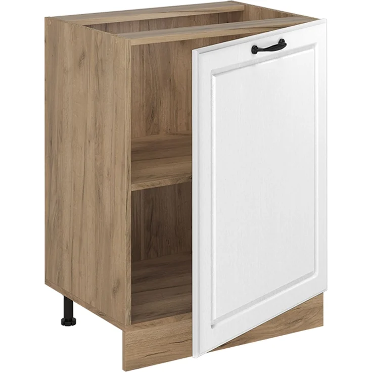 Küchenunterschrank R-Line Weiß Landhaus/Goldkraft Eiche 60 cm mit 1 Tür Arbeitsplatte Anthrazit Vicco – Bild 3