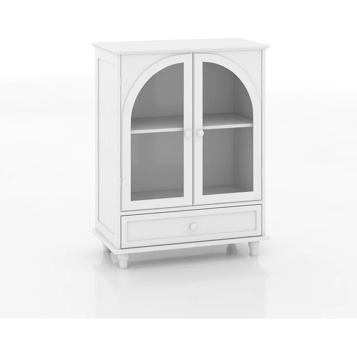 DESVIAE Sideboard Weiß aus MDF/Glas – 71x98,5x38 cm – Glastüren, Schublade – Bild 7