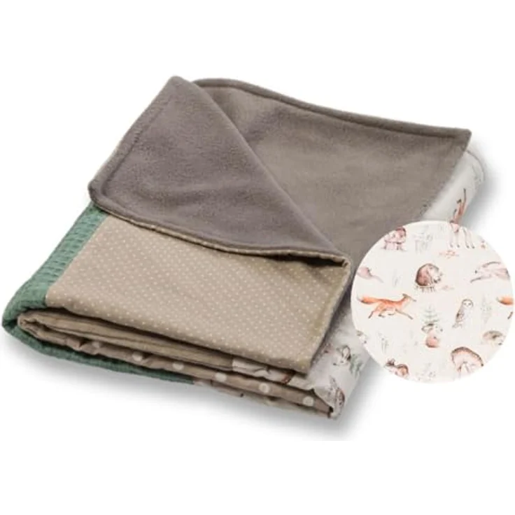 ULLENBOOM Babydecke 70x100 cm, Waldfreunde (Made in EU) - Aus Baumwolle & flauschigem Fleece (OEKO-TEX Standard), Baby Decke Neugeborenen, ideal als Kinderwagendecke oder Kuscheldecke – Bild 2
