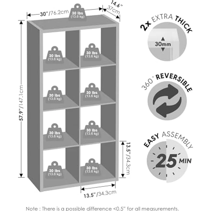 Furinno Cubic Kleiderschrank-Organizer und Aufbewahrungssystem, 8-Würfel-Schrankorganizer, offene Regale, extra Dicker Rahmen für Kleiderschrank, Schlafzimmer, Wohnzimmer, Bernstein-Kiefer – Bild 2