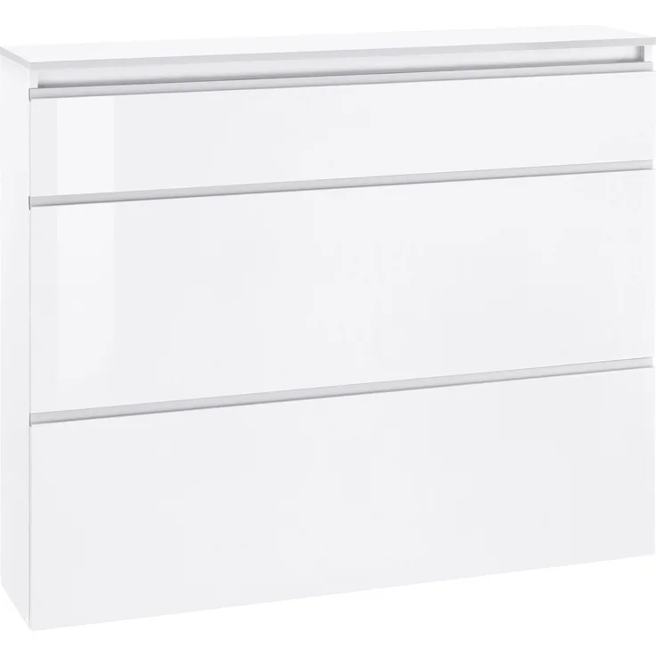 Schuhschrank >Magione< in Weiß Hochglanz - 121x108x26.5cm (BxHxT)