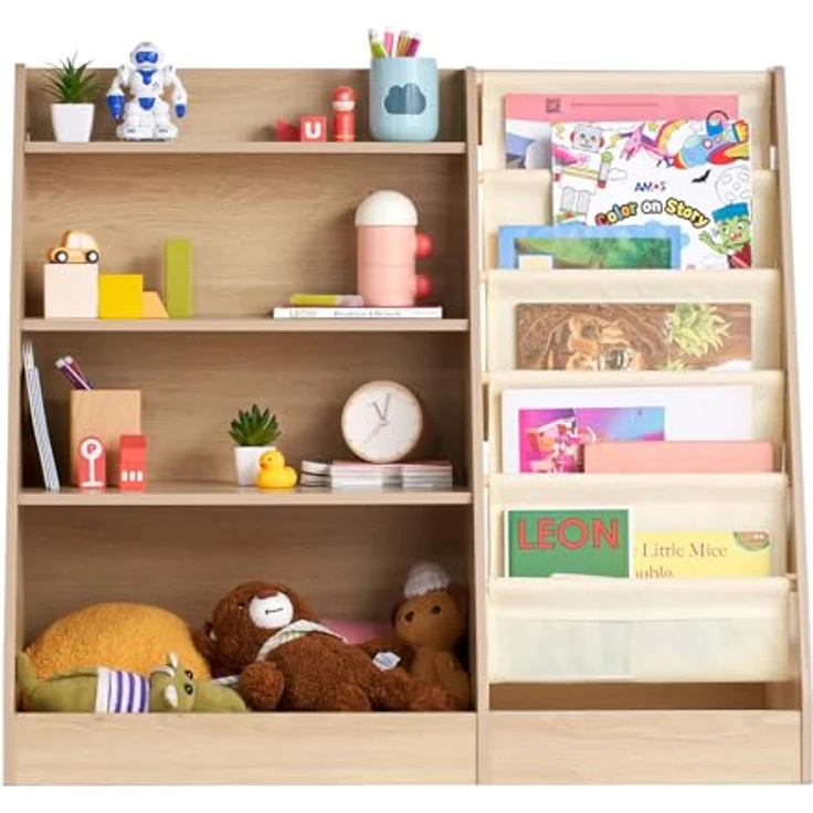 VEVOR 4-stöckiges Bücherregal aus Holz für Kinder, Sechsstöckiges Bücherregal, Baby-Aufbewahrungsregal, Bücher- und Spielzeug-Organizer-Schrank, für Kinderzimmer, Spielzimmer, Kindergarten – Bild 11