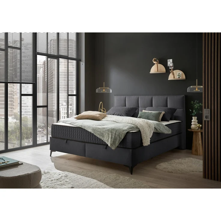 Boxspringbett Monroe A Anthrazit |Bettkasten|Duo-Matratze (Härtegrad H3/H4) von ED Exciting Design – Erhältlich in 160x200 cm – Bild 1