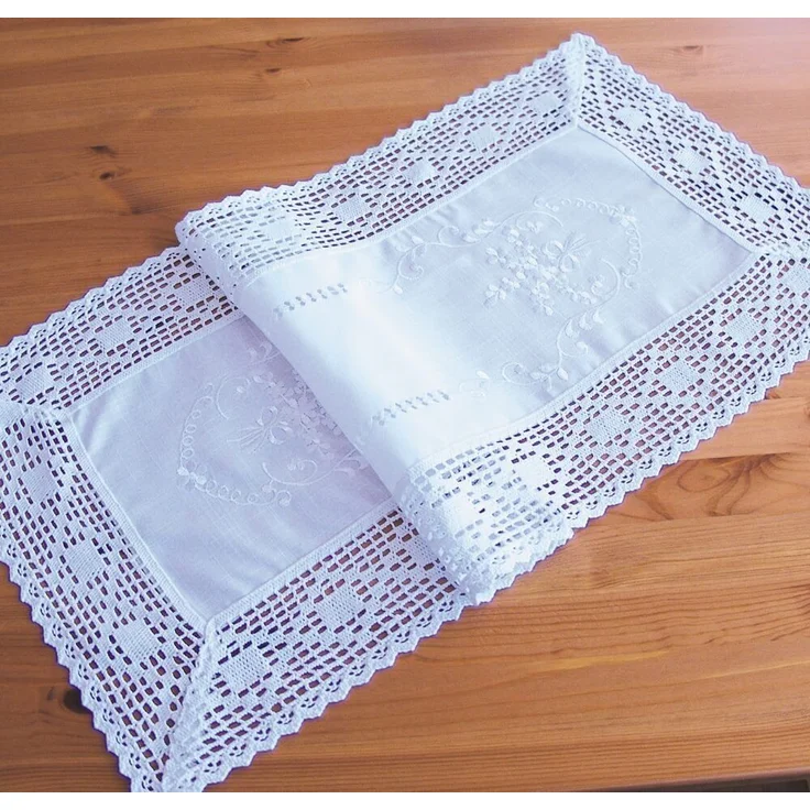 matches21 HOME & HOBBY Tischdecke Tischläufer BRIT Häkelkante & Stick Landhausstil Polyester 40 x 90 cm (1-tlg), Pflegeleicht & waschbar bei 30 °C – Bild 3