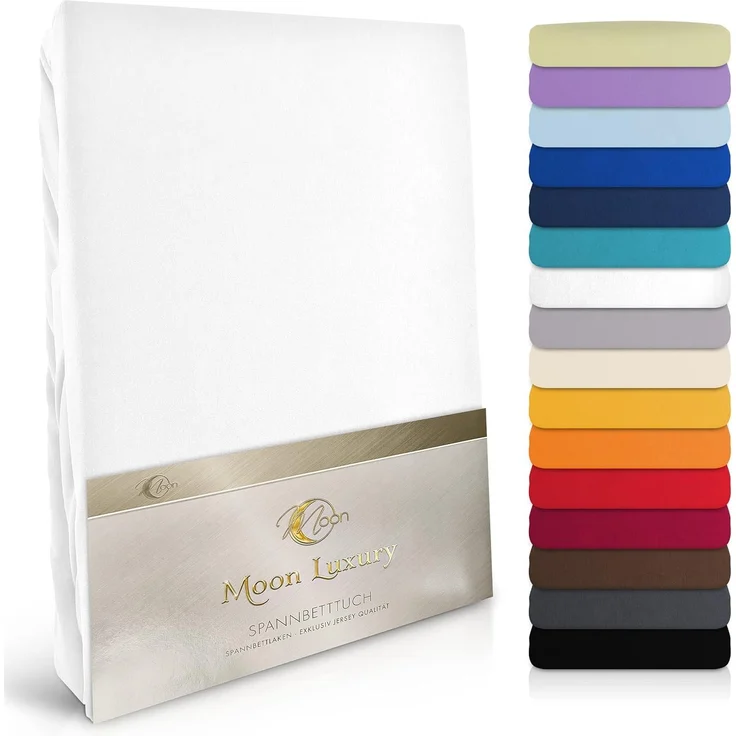 MOON Heimtextilien Spannbettlaken MOON-Luxury Spannbettlaken Jersey Stretch 230g/m², 97% Mako-Baumwolle 3% Elastan – Bild 1