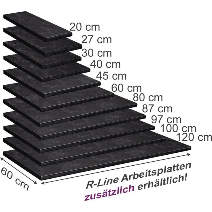 Küchenarbeitsplatte R-Line Anthrazit 100 cm Vicco – Bild 2