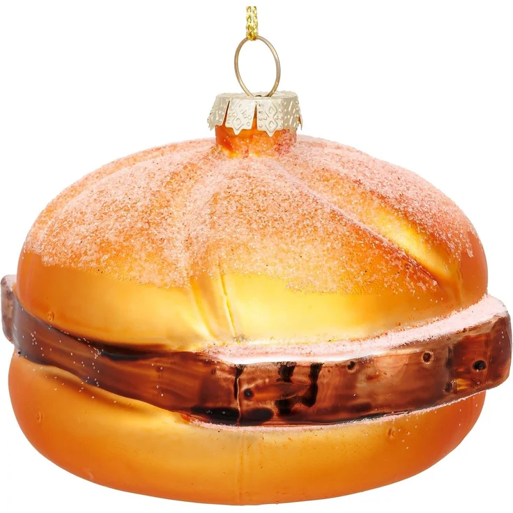 SIKORA Weihnachtsbaumkugel Leberkäs Brötchen besondere Weihnachtskugel Glas Anhänger – BS013, Christbaumschmuck Deko - traditionell, witzig & außergewöhnlich – Bild 1