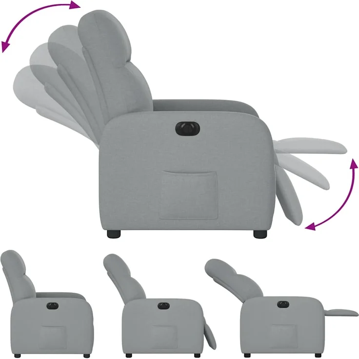 vidaXL Relaxsessel Elektrisch Hellgrau Stoff 3302952 – Bild 7