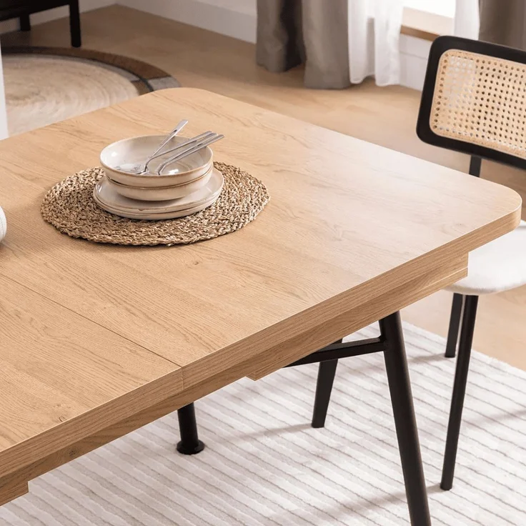 Calicosy Ausziehbarer Tisch von 160 bis 198 cm, Dekor Eiche und Schwarz - NALA - Helles Holz – Bild 10