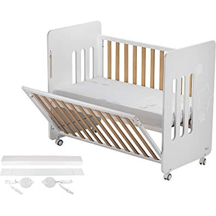 Interbaby CUNA15CK Star Nature - Babybett Co-Schlafbett mit Matratze, weiß, 20.3 kg – Bild 7