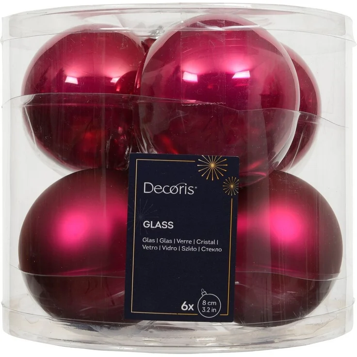 Kaemingk Weihnachtsbaumkugel, Weihnachtskugeln Glas 8cm 6 Stück - Festlich Rosa – Bild 1
