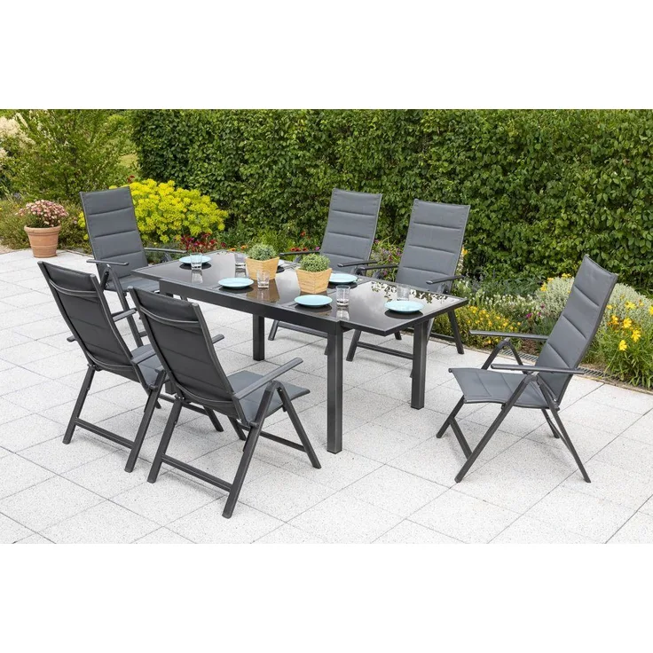 Taviano Gartenmöbel Set 7tlg, Semie Ausziehtisch