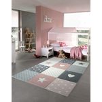 Carpetia Kinderteppich Kinderteppich Spielteppich Mädchen mit Herz Stern rosa creme grau, rechteckig