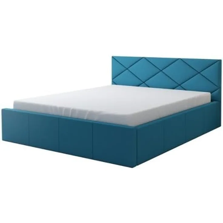 Polsterbett VIGI 120x200 mit Matratze, Bettkasten und Lattenrost. Farbe: Azur 13