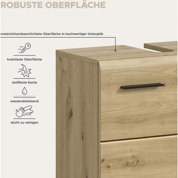 Badkombination (B/H/T: 135x185x30 cm) in Artisan Oak Nachbildung und Artisan Oak Nachbildung – Bild 10