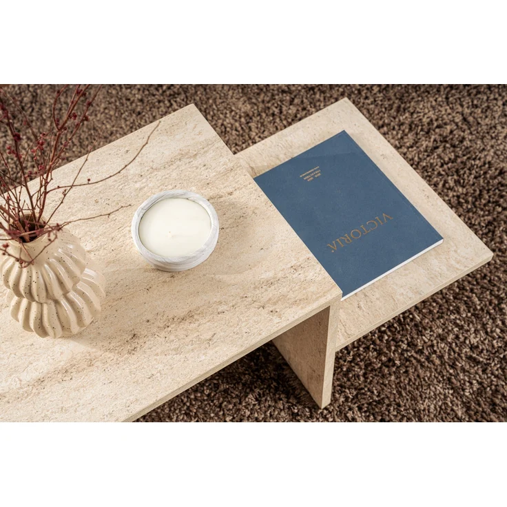 Modern Rustic Coffee Table, Travertine, 80 x 40 x 40 | Made from 100% Melamine Coated Particle Board, Thickness: 18 mm | Perfect for Modern Home Office & Study Spaces, Elegant and Functional Design – Bild 3