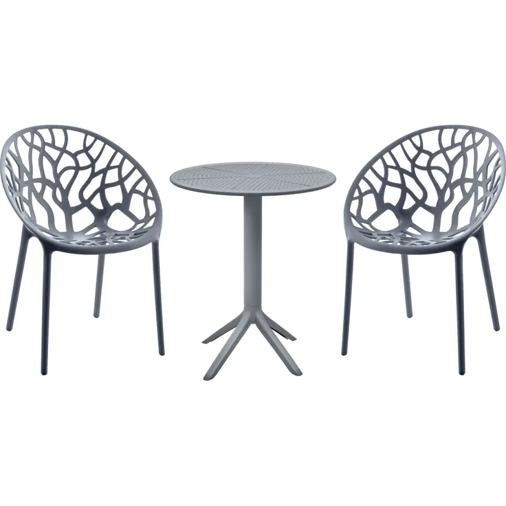 CLP Sitzgruppe Hoscana Set Tisch Lacota Stühle Hope wetterfest und UV-beständig,anthrazit