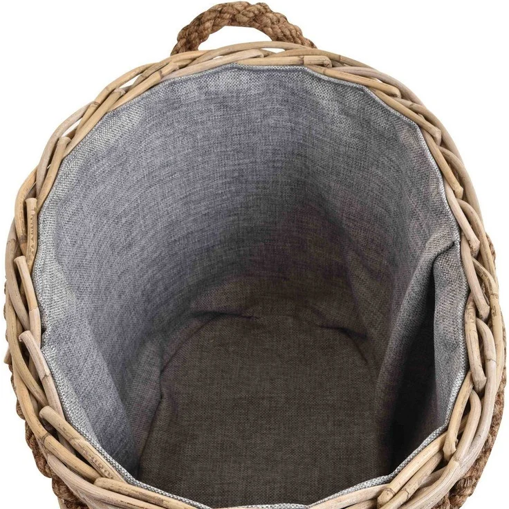 Krines Home Flechtkorb Großer Holzkorb oval Grau Natur Rattan mit Seilrand /Tragekorb, mit Seilrand – Bild 1