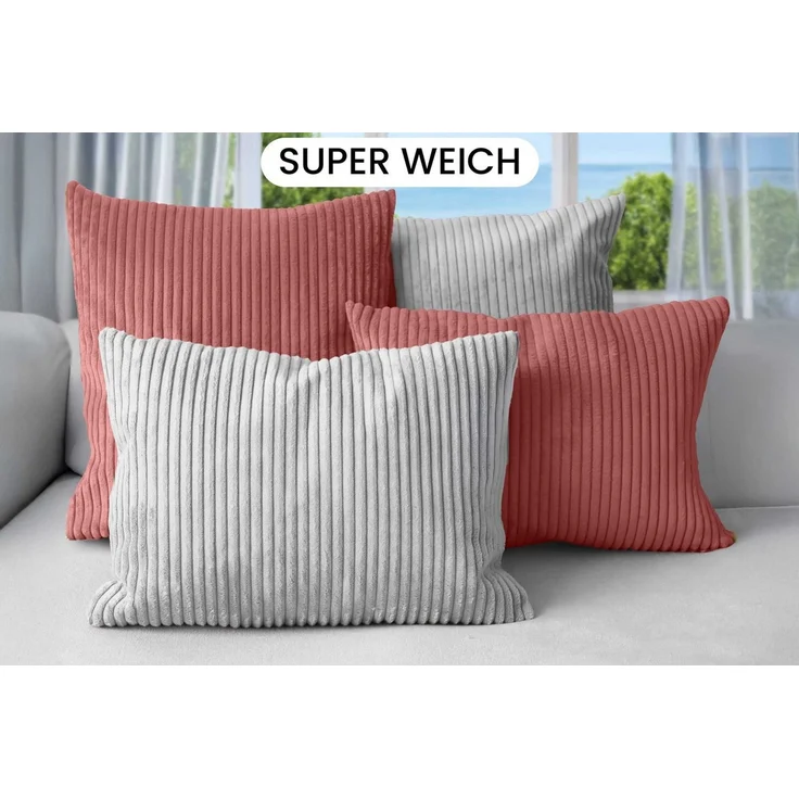 Amilian Dekokissen Sofakissen 4er Set mit Füllung - 2x 45x45 + 2x 35x45 cm, Hotelverschluss, waschbar, formstabil – Bild 2