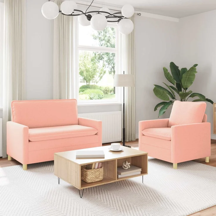vidaXL Sofa Set 2 stk. Rosa Stoff 3417037 – Bild 1