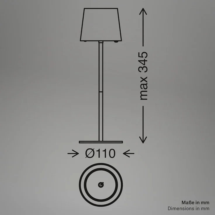 BRILONER - LED Tischlampe kabellos IP44 mit Touch, dimmbar, Akku & Lichtquelle tauschbar, Nachttischlampe, Leselampe, LED Lampe, Campinglampe, Tischleuchte, Akkulampe, Outdoor, 11x34,5 cm, Coffee – Bild 10