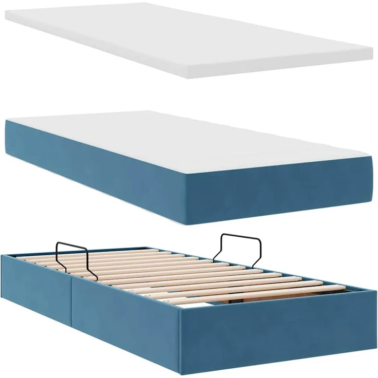 vidaXL Aufbewahrungsbett mit Kopfteil Dunkelblau 100 x 200 cm Samt 3370681 – Bild 8