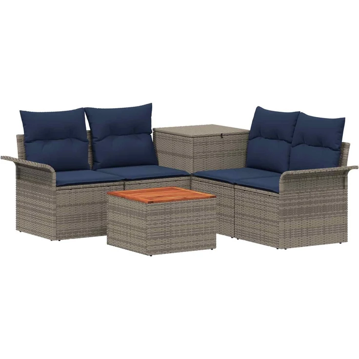 vidaXL Sofa Set 6 stk. 4-Sitzanzahl Grau und Marineblau 3447085 – Bild 2