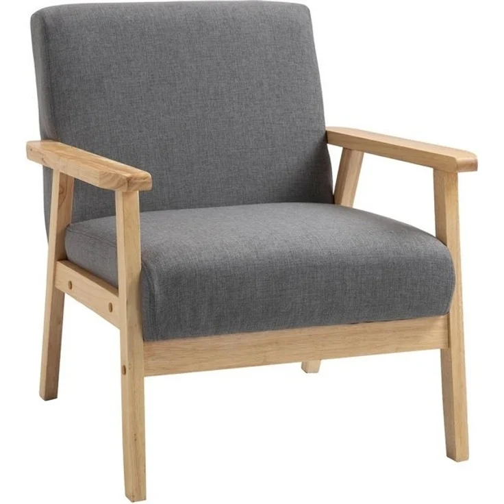 HOMCOM Relaxsessel Loungesessel mit Armlehnen in Leinenoptik (Esszimmerstuhl, 1-St, Ohrensessel), Grau, 64 x 70 x 72 cm – Bild 4