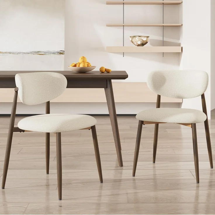 COLAMY Küchenstuhl Esszimmerstühle 2er Set, Moderne Polsterstuhl Essstühle mit Fester Rückenlehne, Stoff Esszimmerstühl mit Metallbeinen für Esszimmer, Küche, Restaurant, Beige