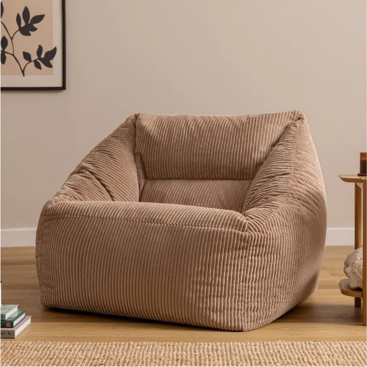 Icon Natalia Sitzsack Sessel für Erwachsene, Mokkabraun, Flauschiger Cord Stoff, Riesen Sitzsack Cord mit Füllung, Bean Bag Chair, Bequemer Sessel Wohnzimmer, Lounge, Schlafzimmer, Büro – Bild 3