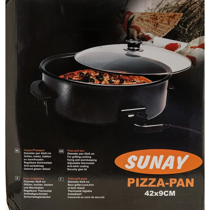 Elektrische Multifunktionspfanne 42 x 9 cm - Pizzapfanne 1500W in Schwarz – Bild 5