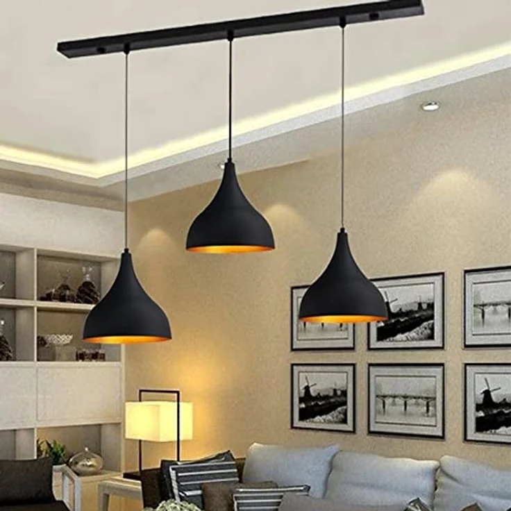 Bamyum Pendelleuchte Bamyum Pendelleuchte Schwarz, Adash, 3 Flammige Metall Ø26 cm Lampe, ohne Leuchtmittel – Bild 2