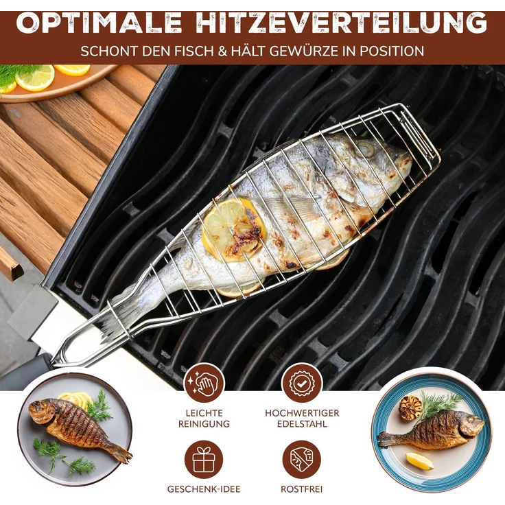 Fisch-Grillhalter 4er Set Fischhalter, Fischgriller, Fischbräter – Bild 2