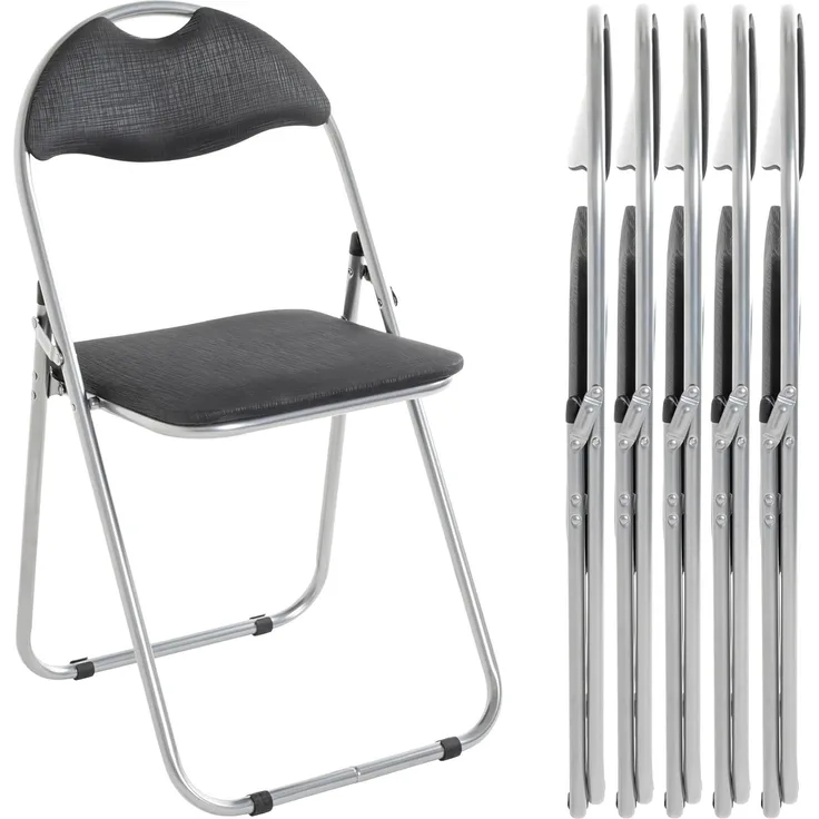 HAKU Möbel Klappstuhl 6er Set, Rücken gepolstert, alu-schwarz, B 44 x T 47 x H 80 cm