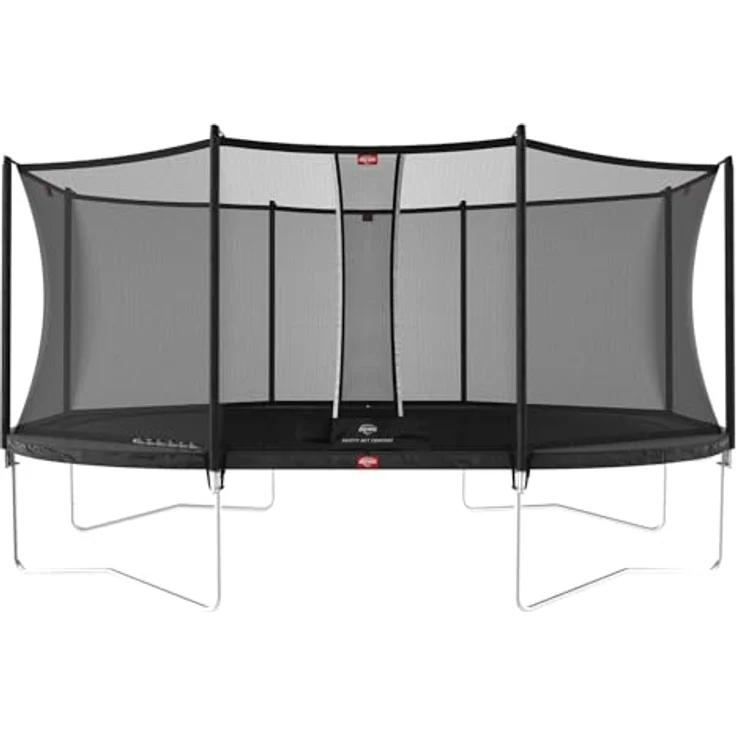 Berg Trampolin Grand Favorit, ovales Trampolin 520 cm x 345 cm mit Sicherheitsnetz Comfort, grau, Goldspring-Solo-Federn, korrosionsbeständiger Rahmen – Bild 1