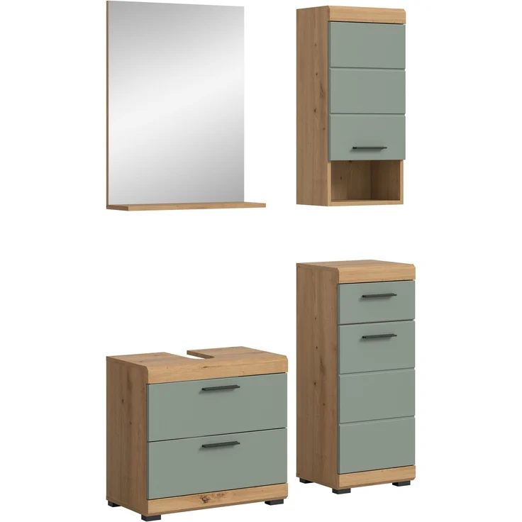 Xonox Scout Badkombination (B/H/T: 112x191x34 cm) in Salbei und Artisan Eiche Nachbildung – Bild 1