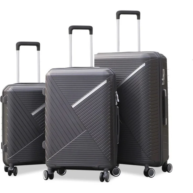 Reisekoffer Koffer 3 tlg Set Trolley Kofferset Handgepäck Polypropylen Gepäck Grau