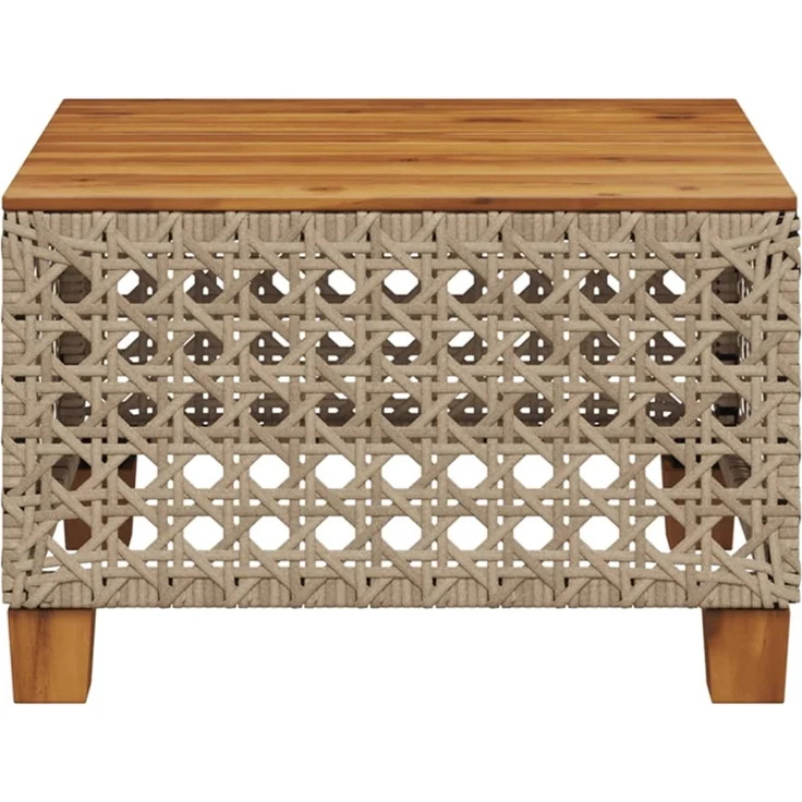 vidaXL Gartentisch Beige 55x55x36 cm Poly Rattan Akazienholz 365931 – Bild 4