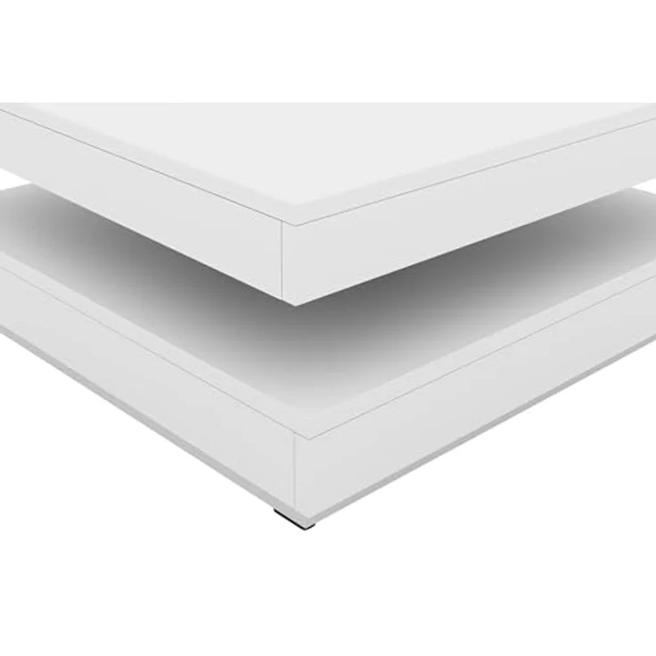 Mirjan24 Couchtisch, Quadratisch, Weiß & Hellgrau, Holzwerkstoff, 70x34x70 cm, drehbare Tischplatte, Wohnzimmertisch – Bild 6