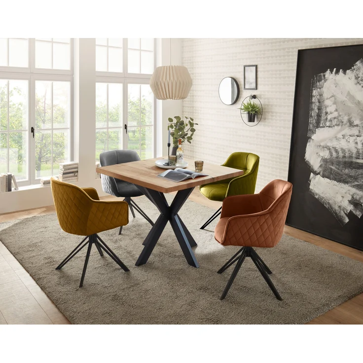 Esstisch >Micky< in Eiche massiv/schwarz - 100x76x100 (BxHxT) – Bild 5