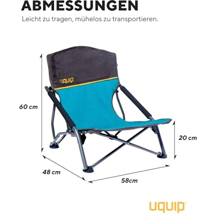 Uquip Strandstuhl Sandy Campingstuhl Faltstuhl Klappstuhl Faltbar Niedrig 120 kg Blue/Grey – Bild 4