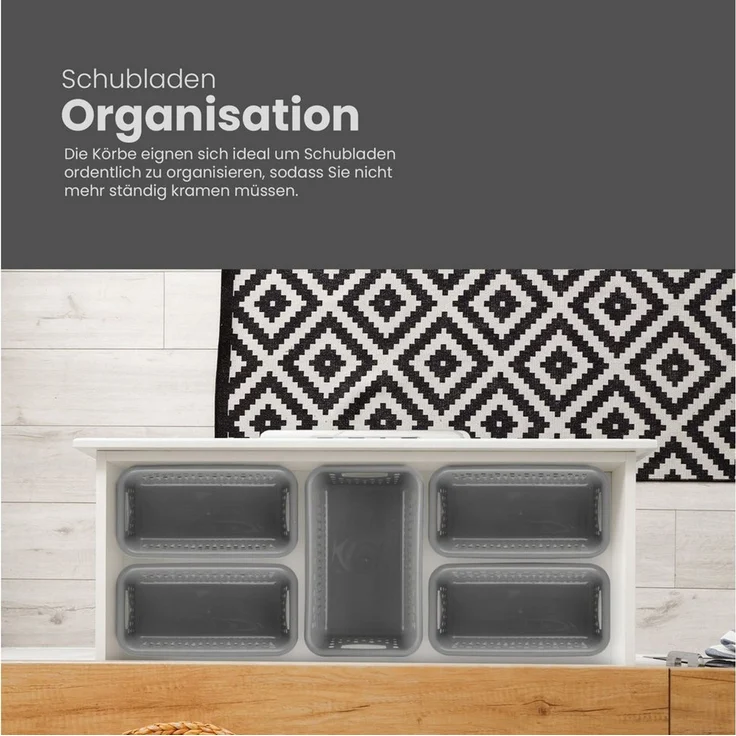 Pro Home Aufbewahrungskorb Modularer Kunststoffkorb Kunststoff Box (2 St), Aufbewahrungsbox mit Griffen - BPA-Frei - Organizer Körbchen Bad Küche – Bild 3