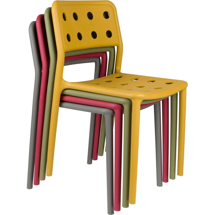 Gartenstuhl Serra im 4er-Set, Rot aus Kunststoff für Balkon & Terrasse 45,5x53x80 cm – Bild 10